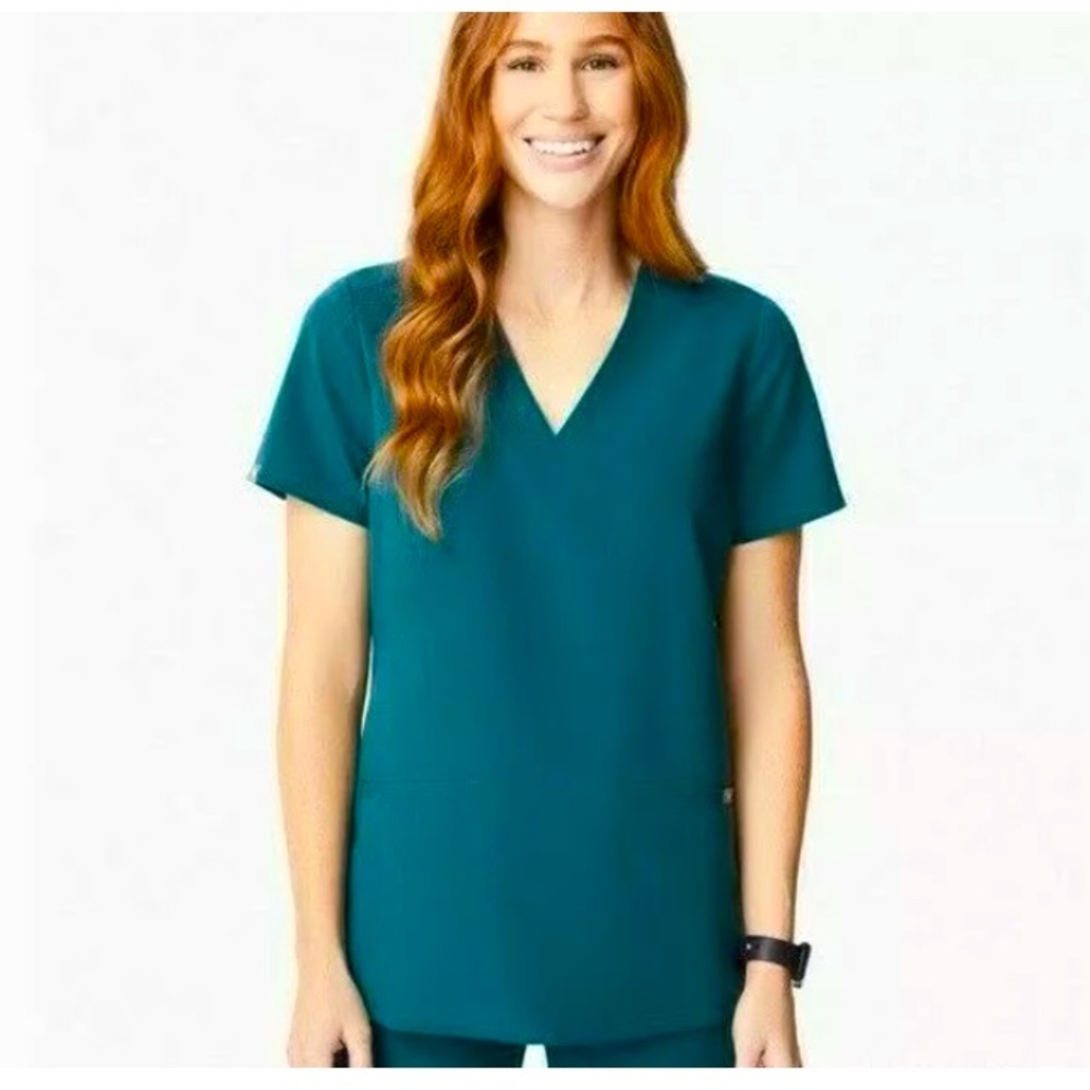 FIGS Women's Casma Caribbean Blue Scrub Top XXS